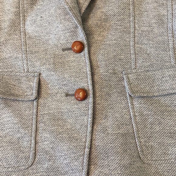 Banana Republic Tailored Gray Wool Blend Blazer Elbow Accents Size 10 - Picture 6 of 11